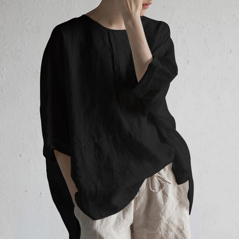 Summer Casual Plain Half Sleeve Crew Neck Side Slit Women's T-Shirt