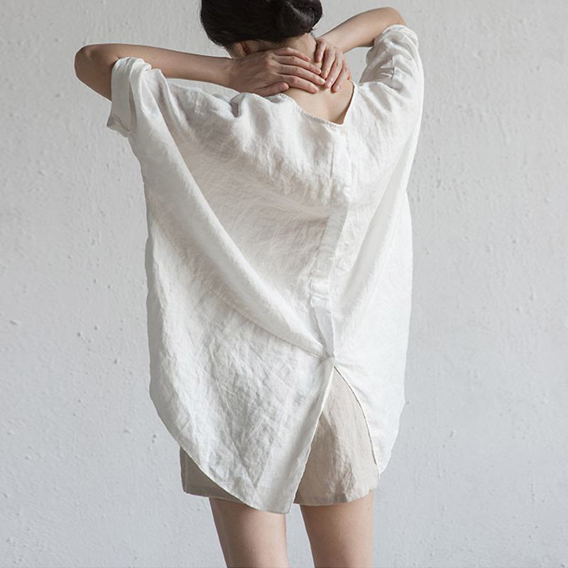 Summer Casual Plain Half Sleeve Crew Neck Side Slit Women's T-Shirt