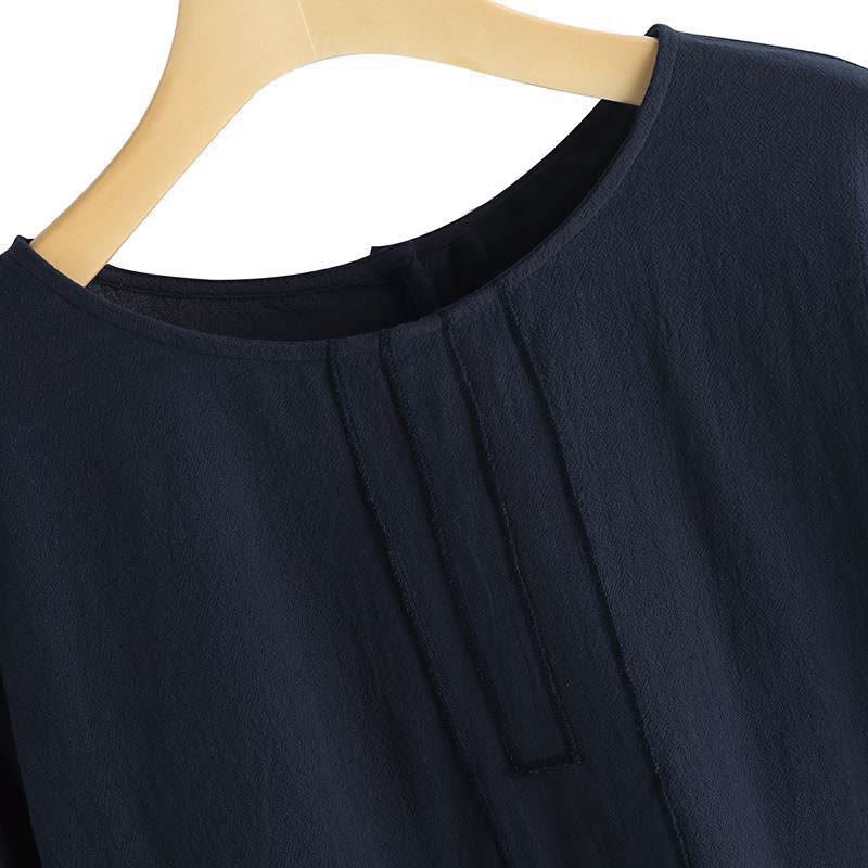 Summer Casual Plain Half Sleeve Crew Neck Side Slit Women's T-Shirt