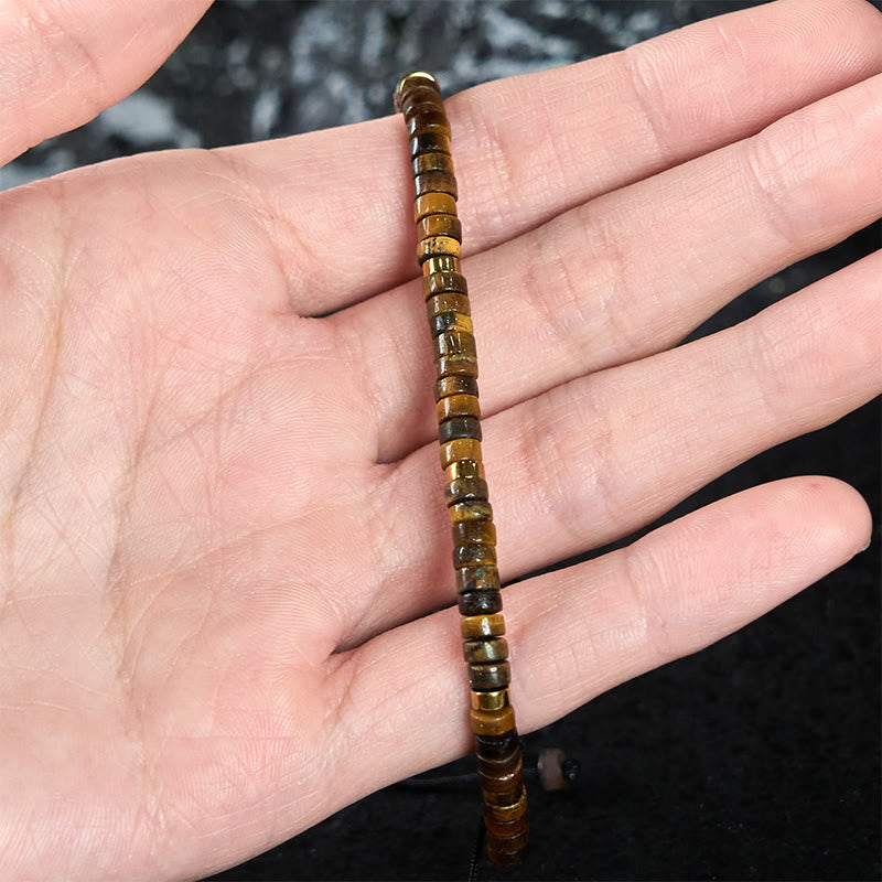 Natural Tiger Eye Spacer Bead Courage Bracelet