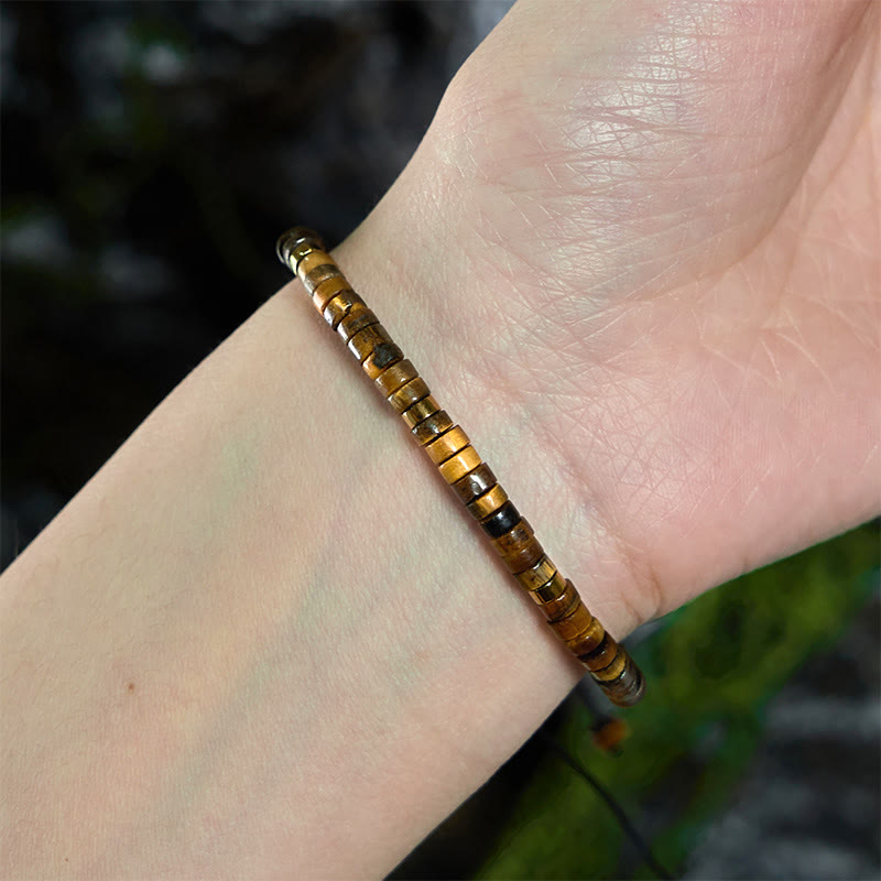 Natural Tiger Eye Spacer Bead Courage Bracelet