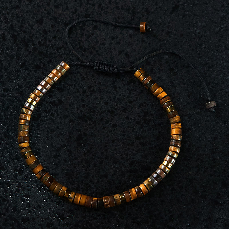 Natural Tiger Eye Spacer Bead Courage Bracelet