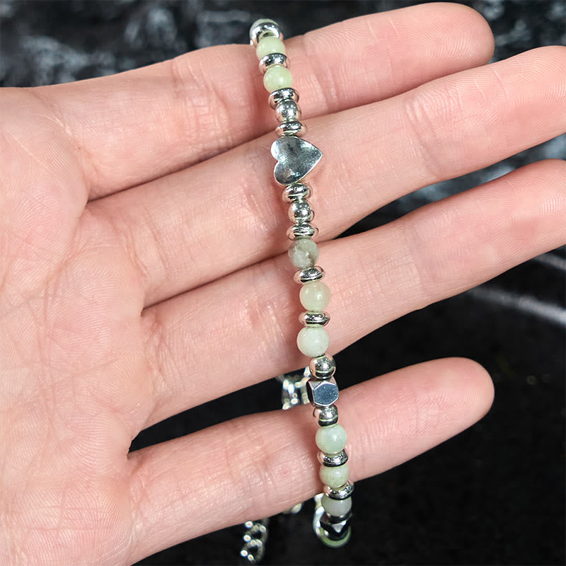 Natural Stone Amazonite Amethyst Lazurite Rose Quartz Heart Positive Balance Bracelet