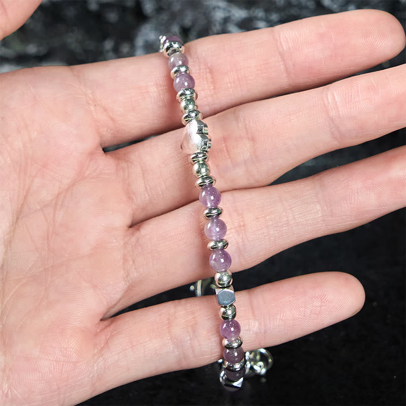 Natural Stone Amazonite Amethyst Lazurite Rose Quartz Heart Positive Balance Bracelet