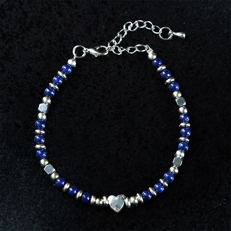 Natural Stone Amazonite Amethyst Lazurite Rose Quartz Heart Positive Balance Bracelet