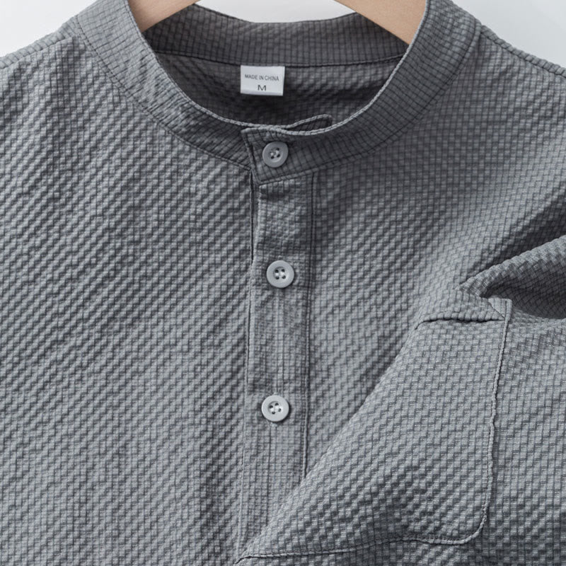 Breathable Stand-Collar Frog-Button Meditation Men's Shirt