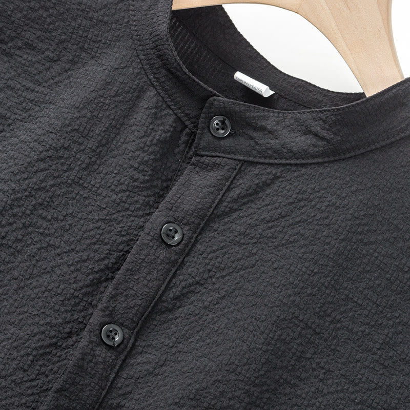 Breathable Stand-Collar Frog-Button Meditation Men's Shirt