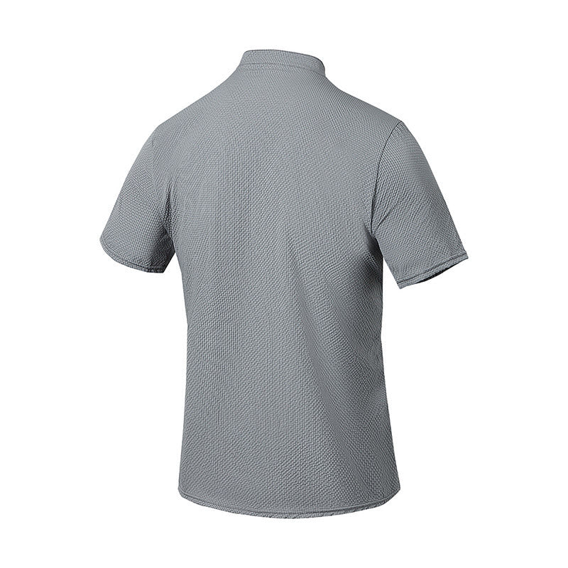 Breathable Stand-Collar Frog-Button Meditation Men's Shirt