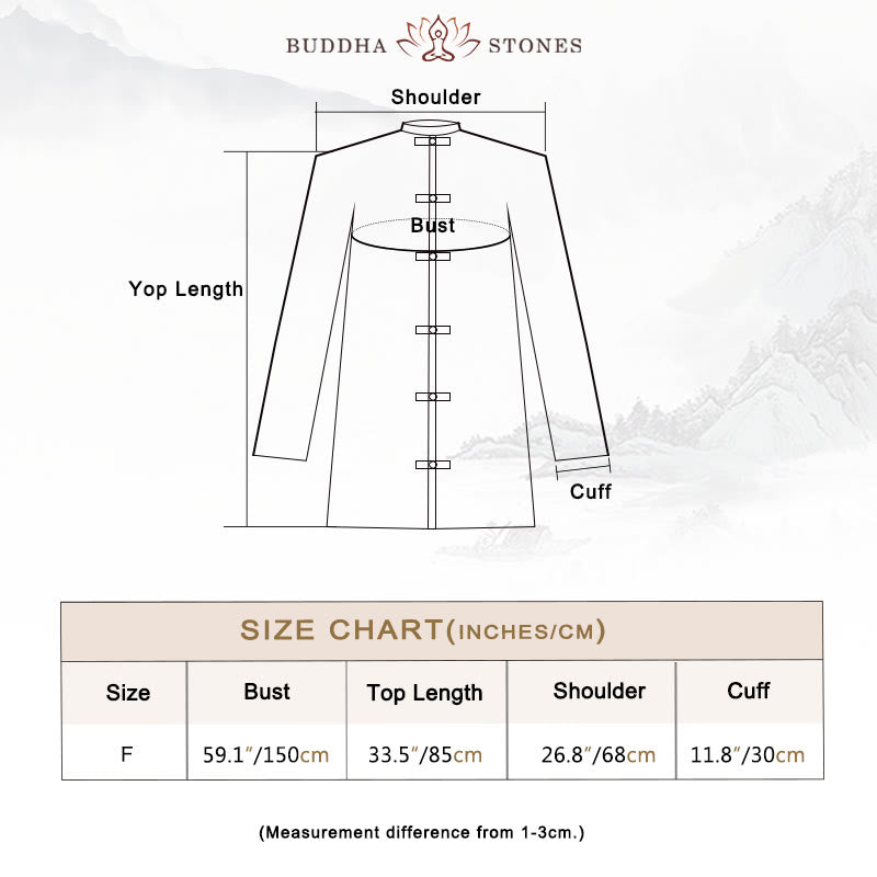 Plain Frog-Button Design Shirt Zen Tai Chi Meditation Top Clothing Cotton Linen Jacket