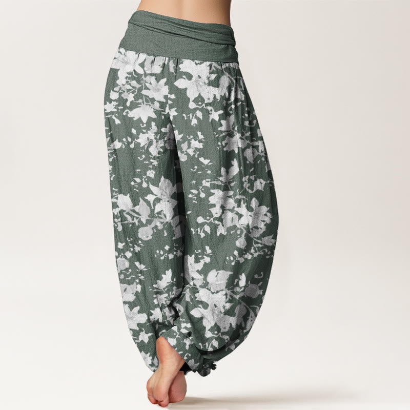 Cotton Leaves Design Women's Elastic Waist Harem Pants