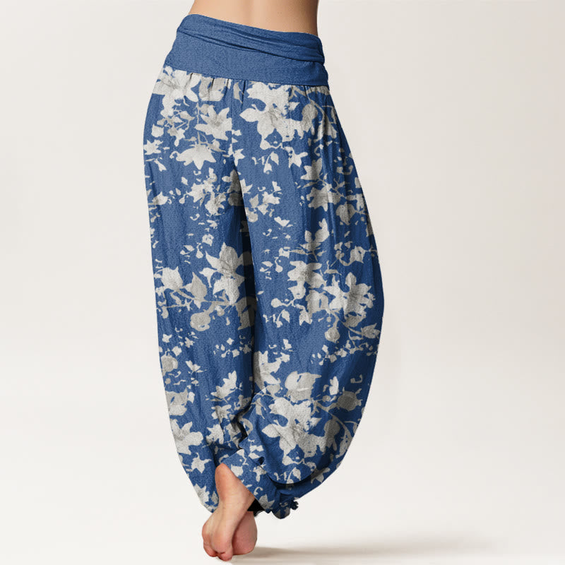 Cotton Leaves Design Women's Elastic Waist Harem Pants
