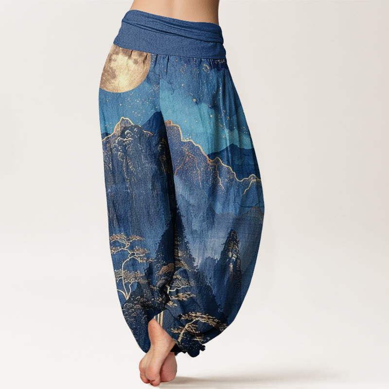 Tactile Cotton Lunar Landscape Meditation Harem Pants