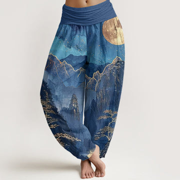 Tactile Cotton Lunar Landscape Meditation Harem Pants