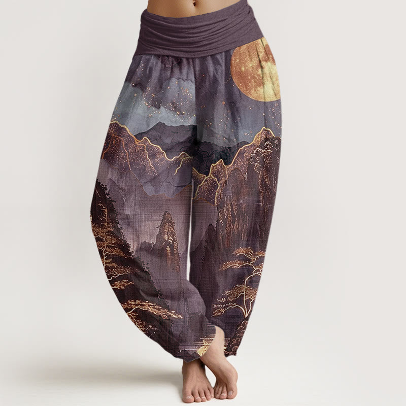Tactile Cotton Lunar Landscape Meditation Harem Pants