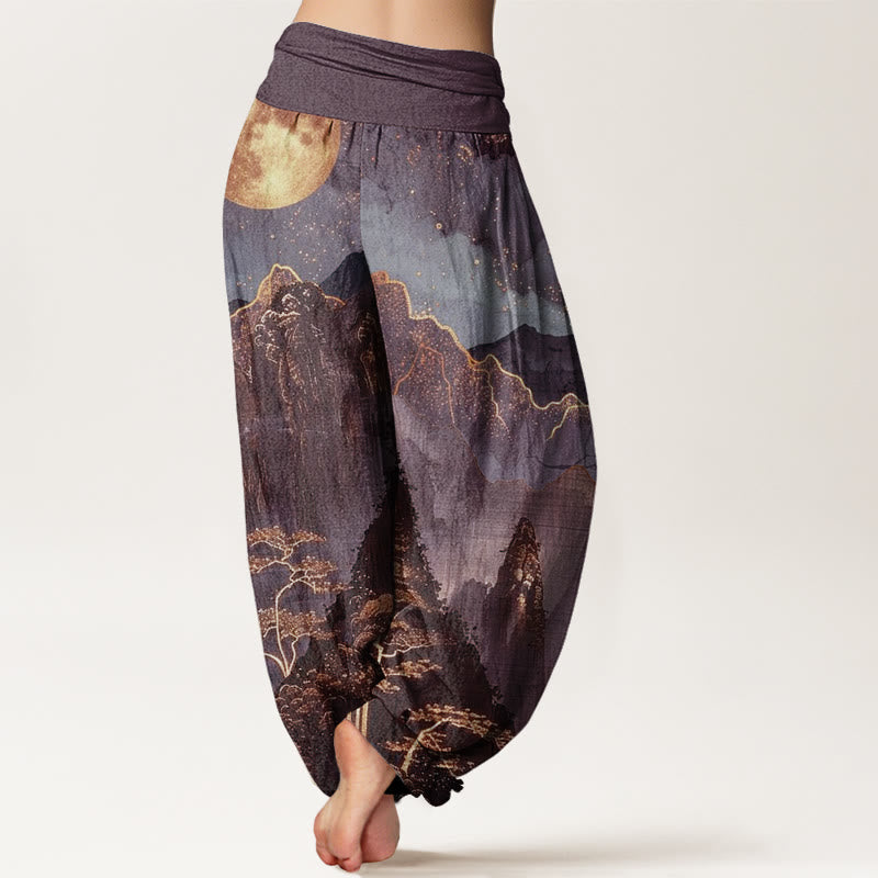 Tactile Cotton Lunar Landscape Meditation Harem Pants