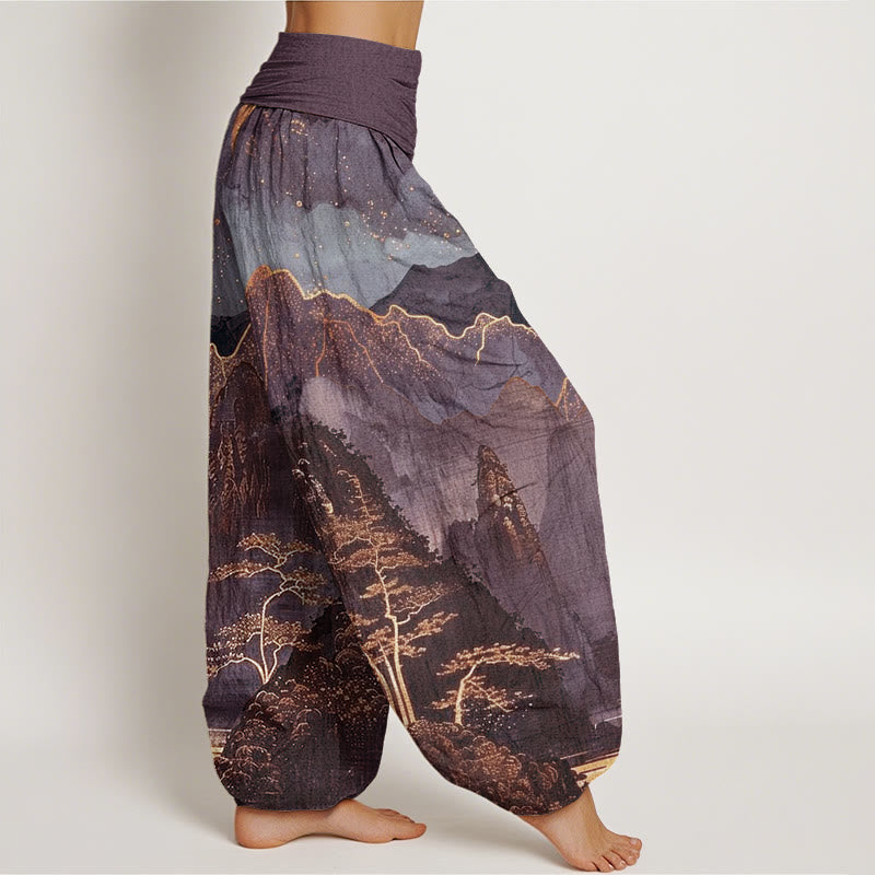 Tactile Cotton Lunar Landscape Meditation Harem Pants