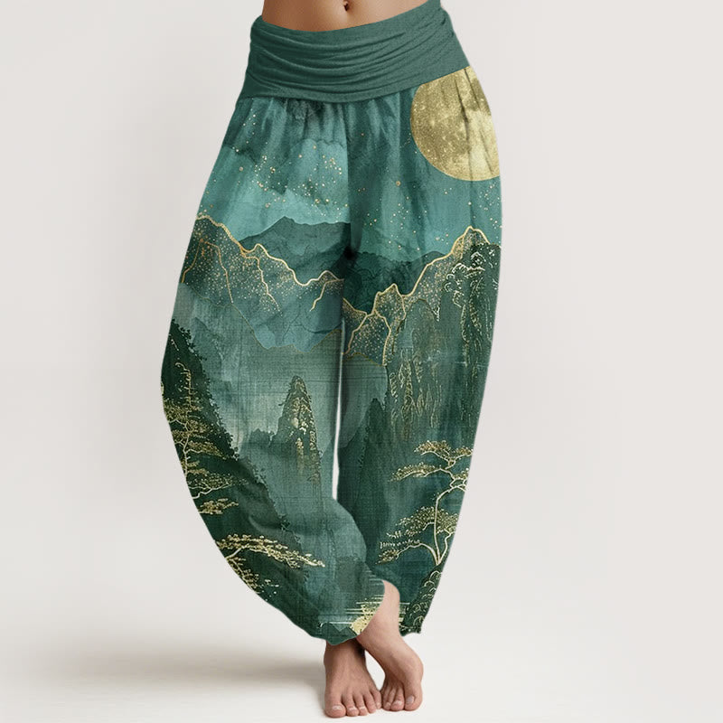 Tactile Cotton Lunar Landscape Meditation Harem Pants
