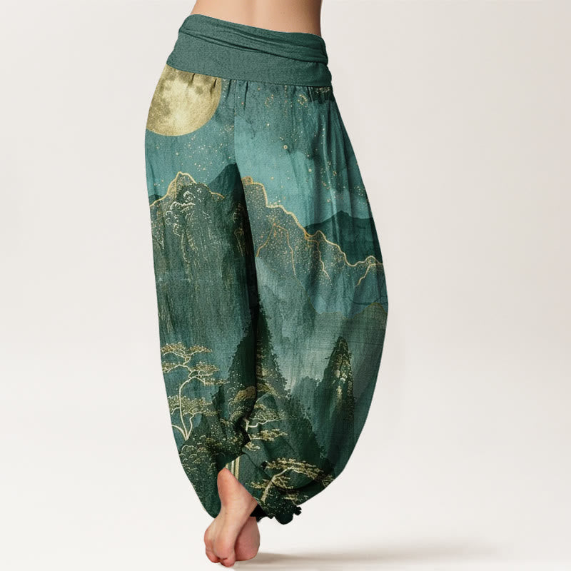 Tactile Cotton Lunar Landscape Meditation Harem Pants