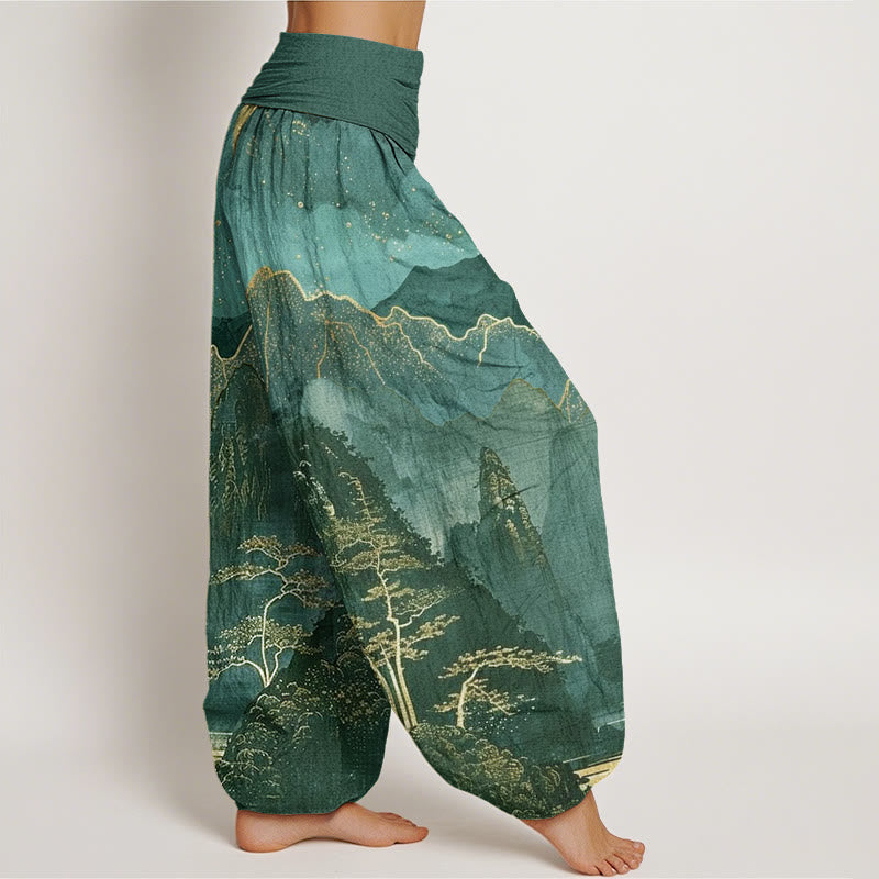 Tactile Cotton Lunar Landscape Meditation Harem Pants