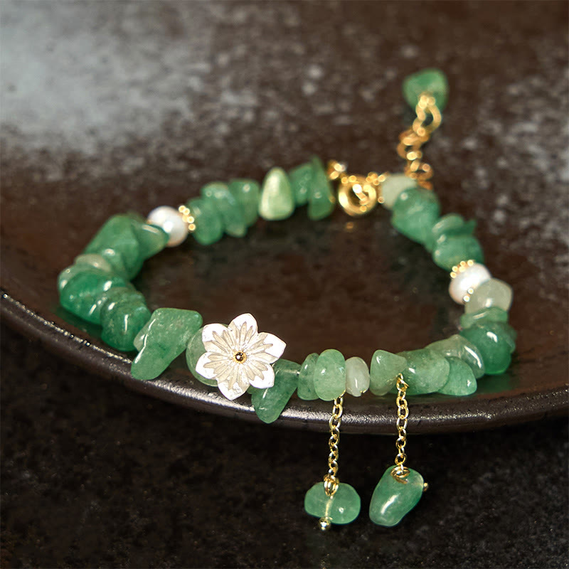 Natural Strawberry Quartz Green Strawberry Quartz Super Seven Crystal Flower Healing Bracelet