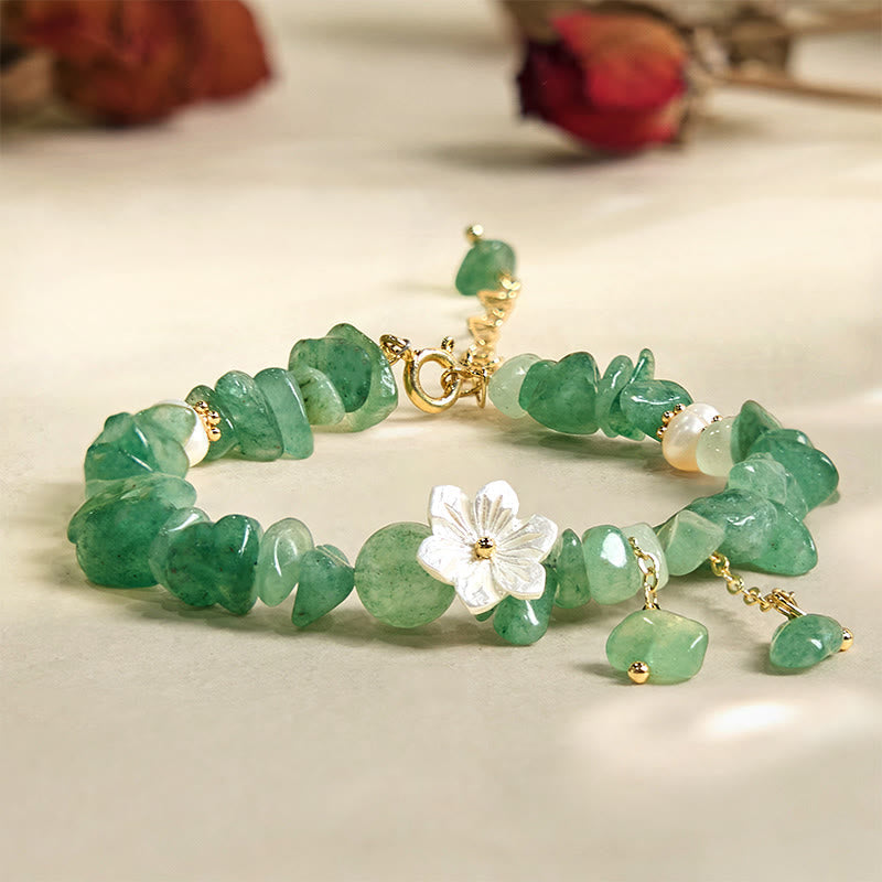 Natural Strawberry Quartz Green Strawberry Quartz Super Seven Crystal Flower Healing Bracelet