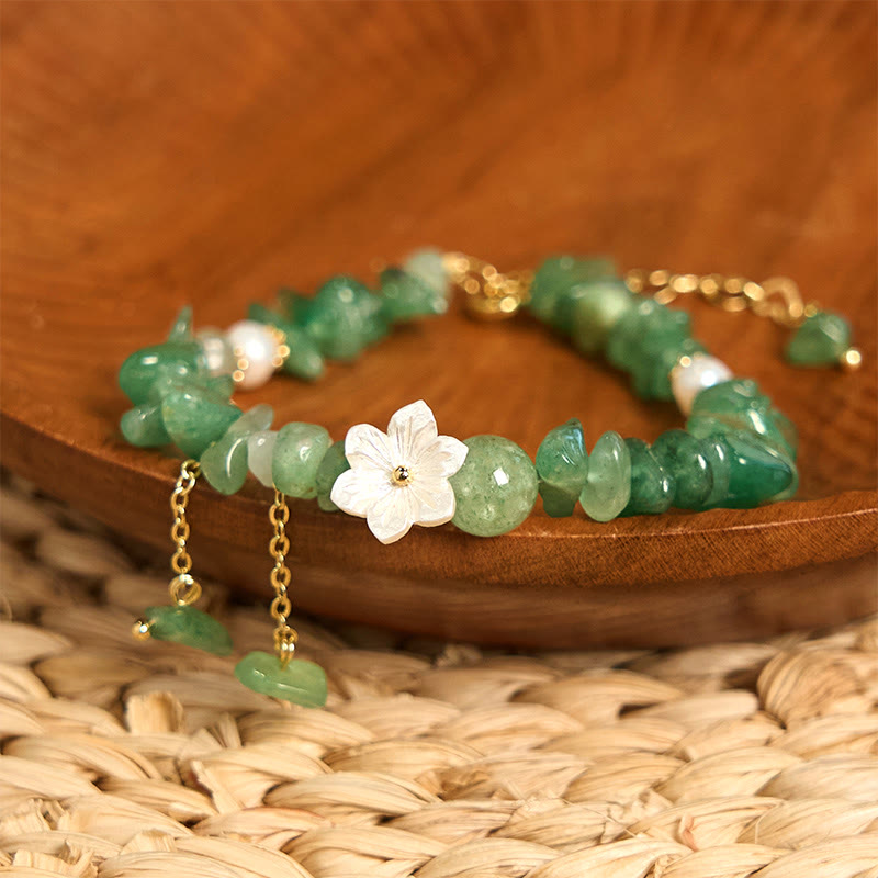 Natural Strawberry Quartz Green Strawberry Quartz Super Seven Crystal Flower Healing Bracelet