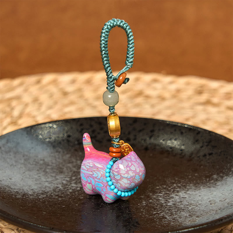 Hetian Jade Natural Sandalwood Red Sandalwood Green Sandalwood Fu Character Abundance Key Chain
