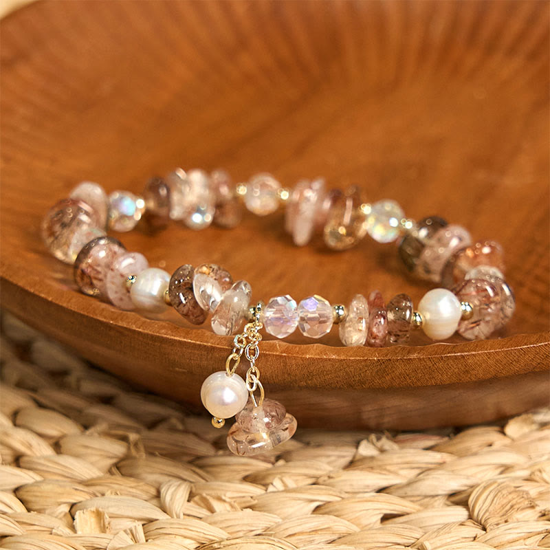 Natural Super Seven Crystal Irregular Small Pieces Positive Bracelet
