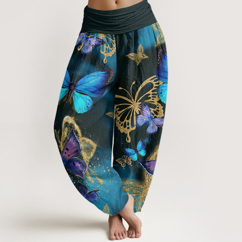 Tactile Cotton Butterfly Print Mindful Movement Harem Pants