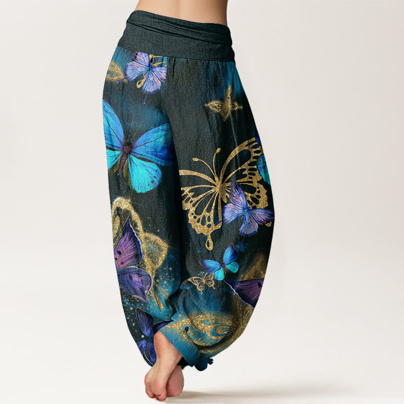 Tactile Cotton Butterfly Print Mindful Movement Harem Pants
