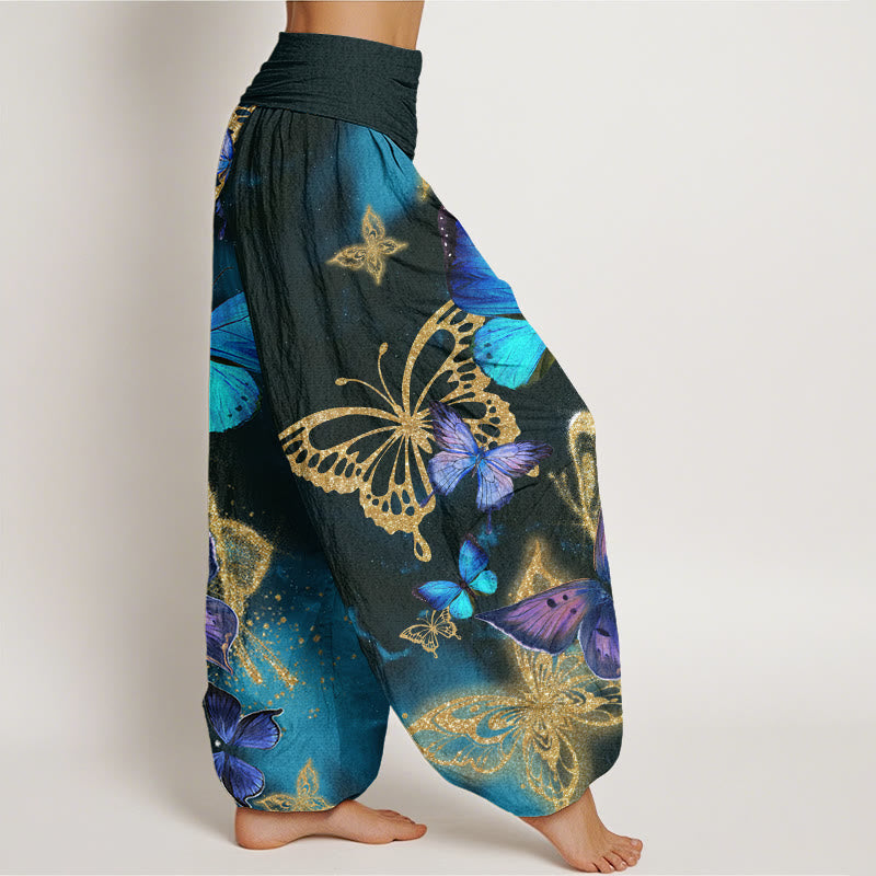 Tactile Cotton Butterfly Print Mindful Movement Harem Pants