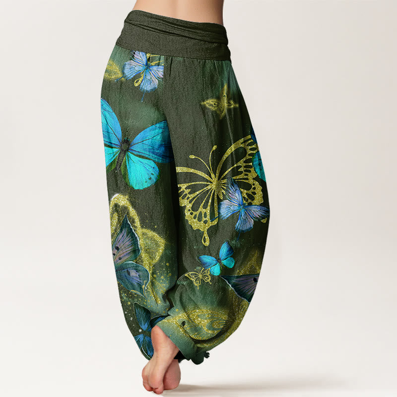 Tactile Cotton Butterfly Print Mindful Movement Harem Pants