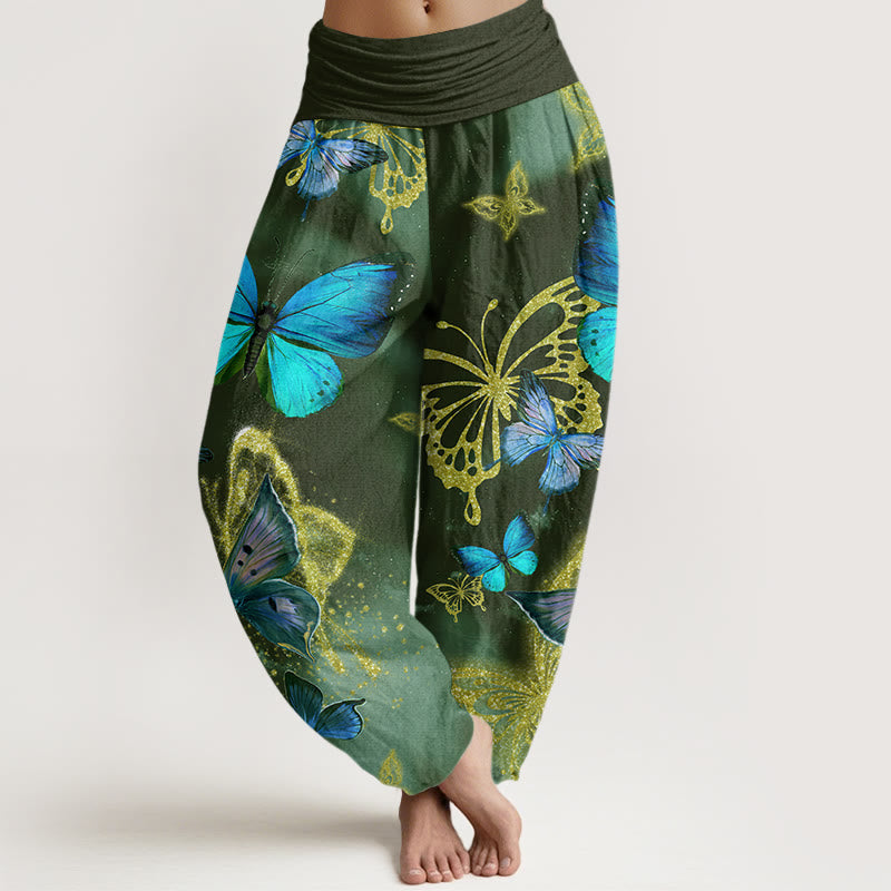 Tactile Cotton Butterfly Print Mindful Movement Harem Pants