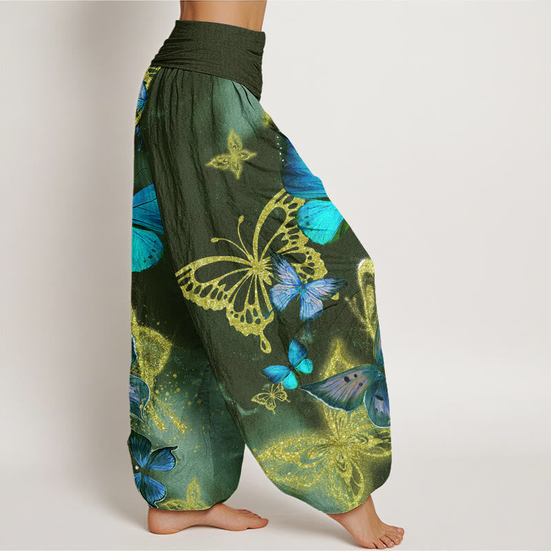 Tactile Cotton Butterfly Print Mindful Movement Harem Pants