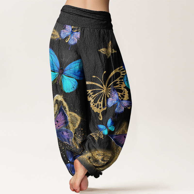 Tactile Cotton Butterfly Print Mindful Movement Harem Pants