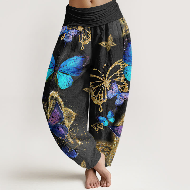Tactile Cotton Butterfly Print Mindful Movement Harem Pants