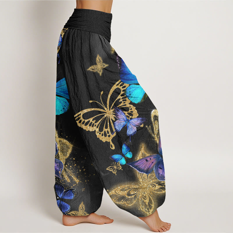 Tactile Cotton Butterfly Print Mindful Movement Harem Pants