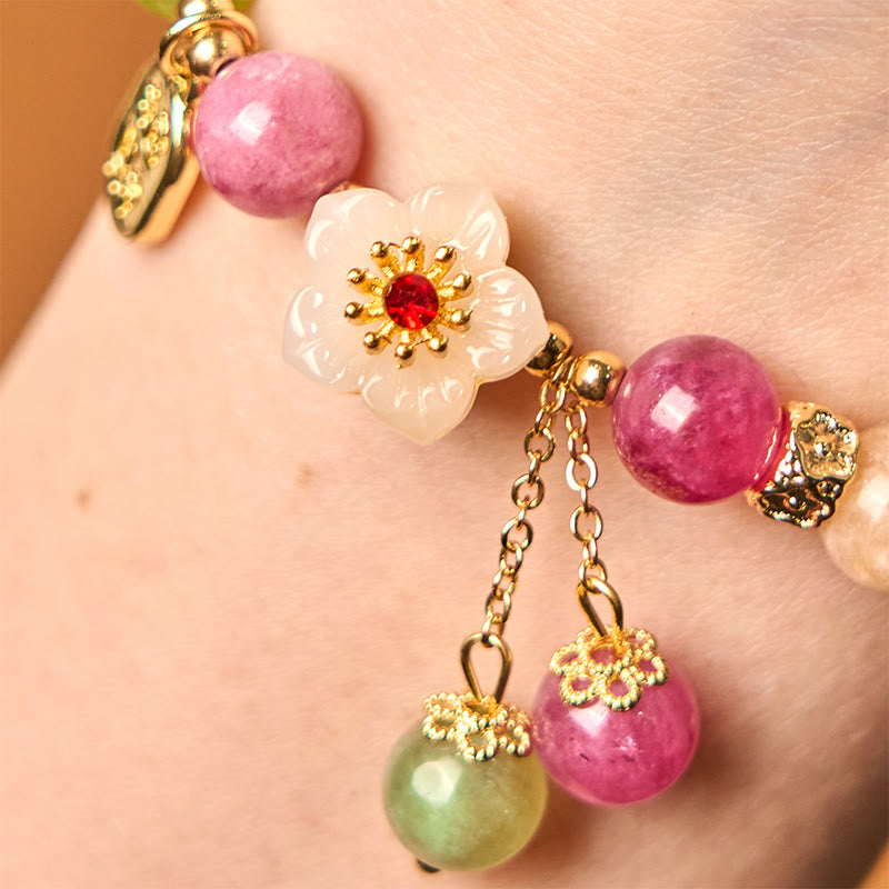 Natural Tourmaline Fu Character Flower Lucky Brand Bracelet