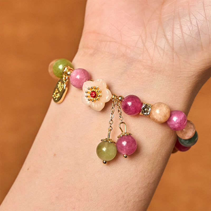 Natural Tourmaline Fu Character Flower Lucky Brand Bracelet