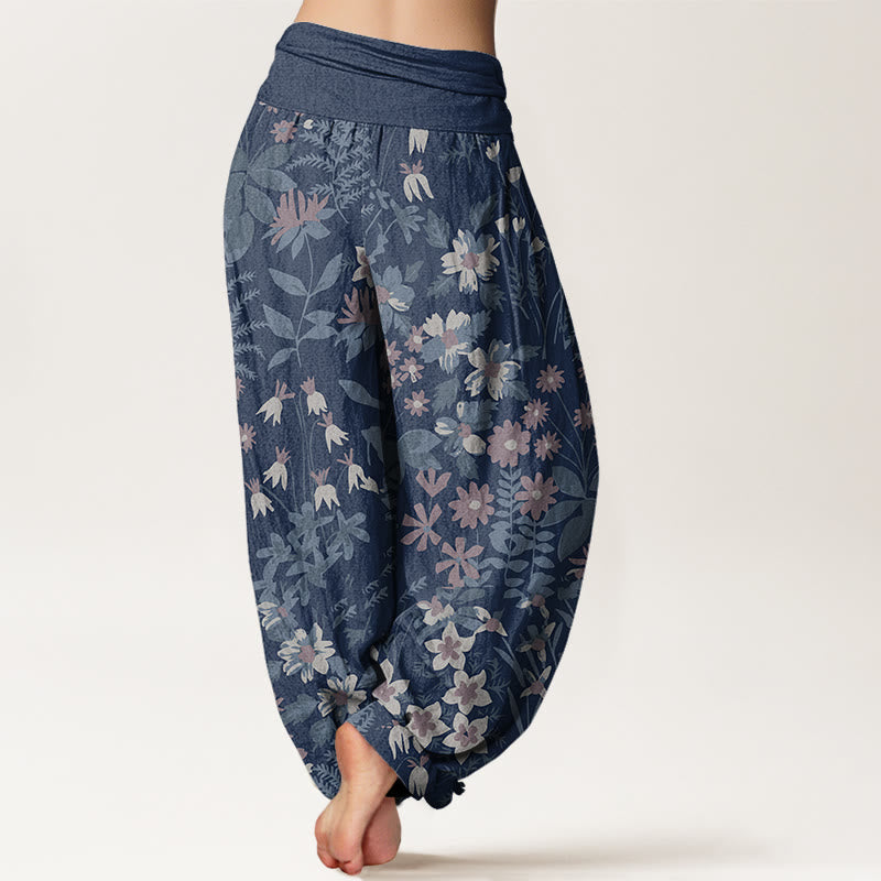 Tactile Cotton Botanical Pleated-Waist Harem Pants