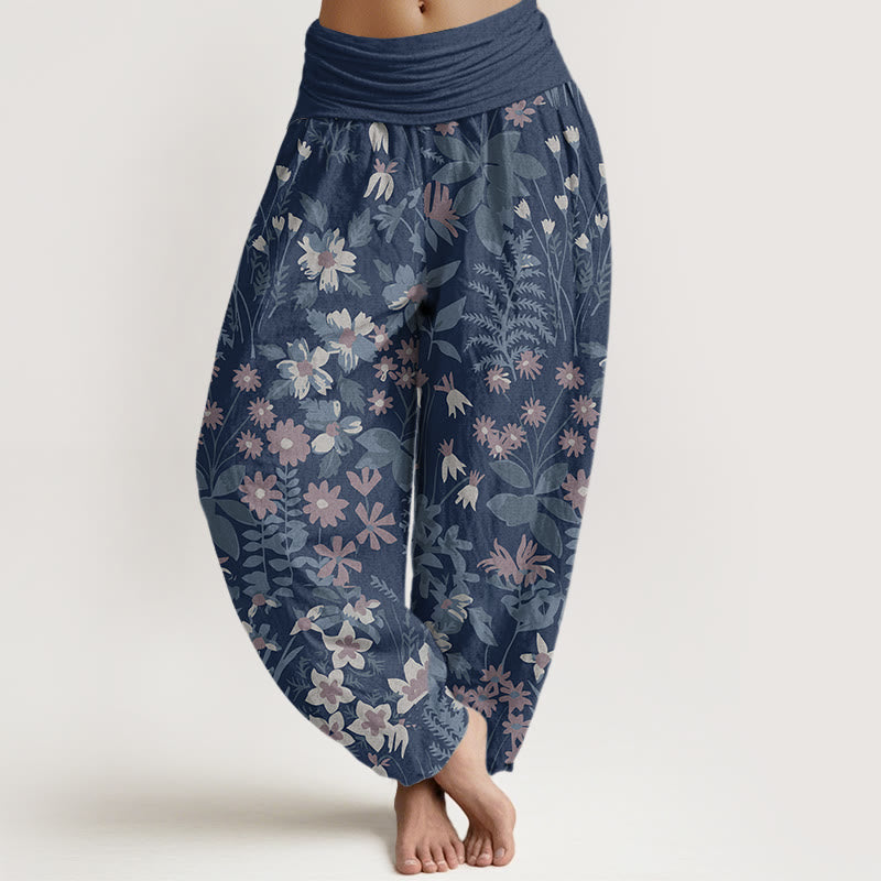 Tactile Cotton Botanical Pleated-Waist Harem Pants