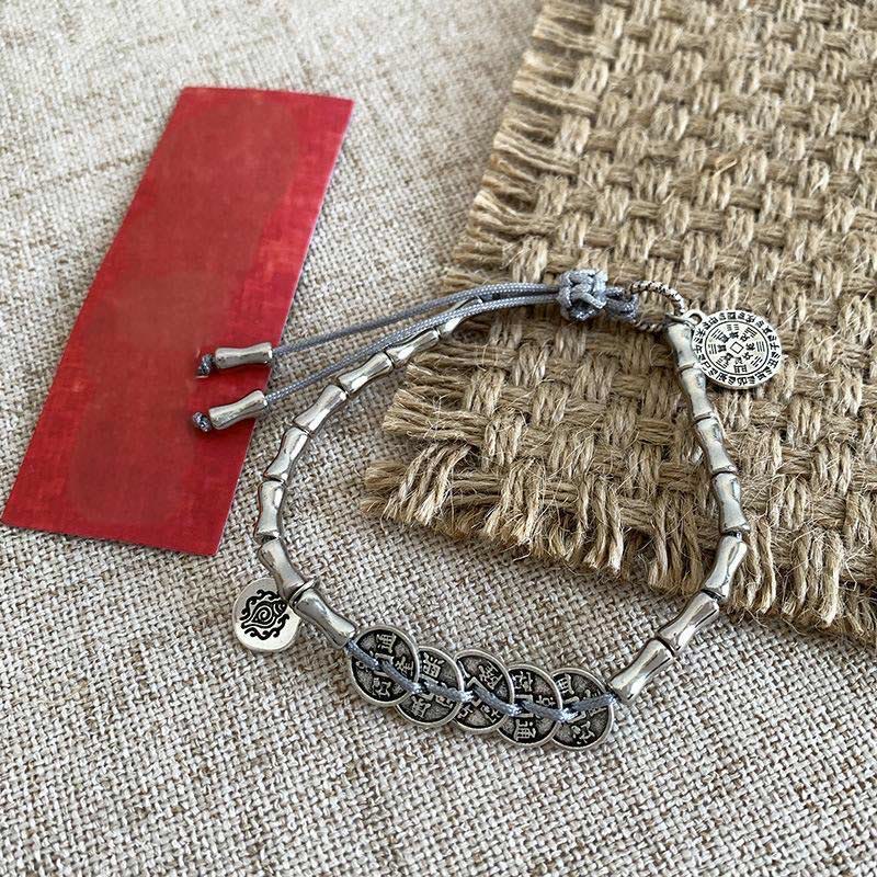 Mountain Ghost Coin & Bagua Taoist Talisman Five-Emperor Chinese Coin Bracelet