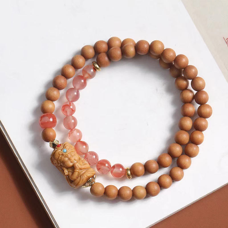 Tibetan Zakiram Goddess Of Wealth South Red Agate Sandalwood Fortune Bracelet