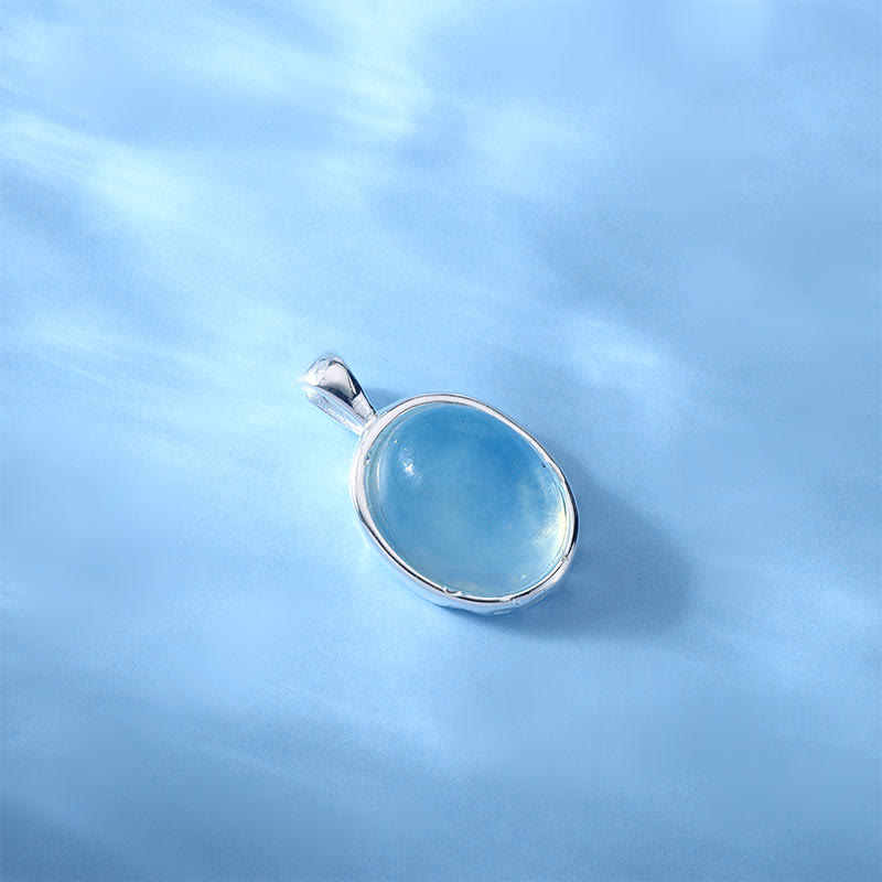 925 Sterling Silver Aquamarine Healing Clavicle Chain Necklace Pendant
