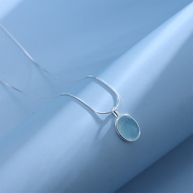 925 Sterling Silver Aquamarine Healing Clavicle Chain Necklace Pendant