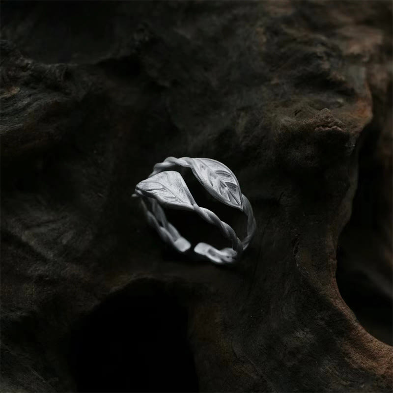 Minimalist Copper Leaf Nature-Inspired Adjustable Open Ring
