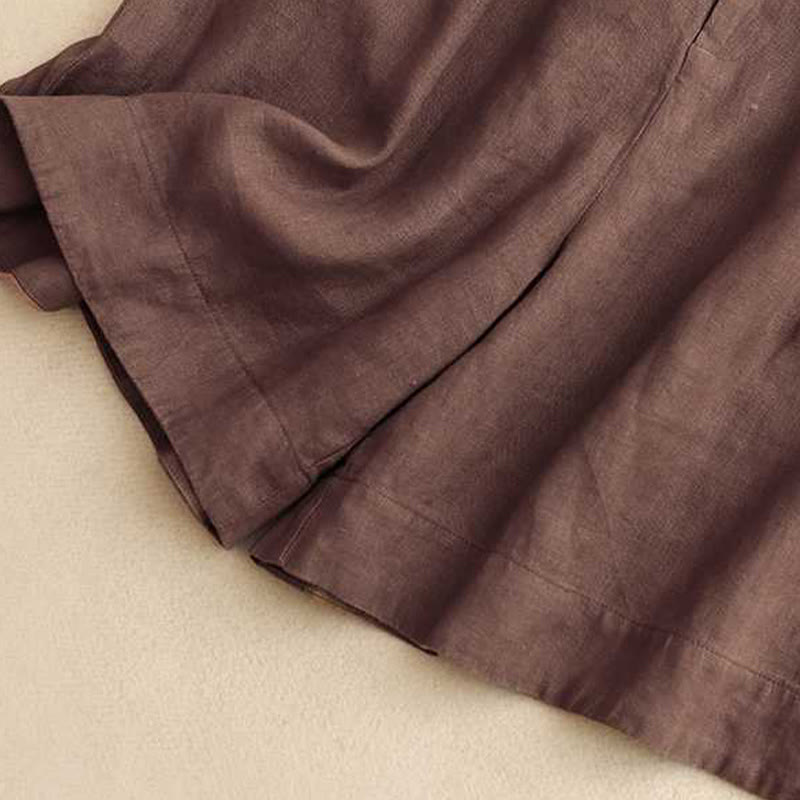 Summer Casual Solid Color Zipper Button Acrylic Fiber Frog Button Women's Shorts With Pockets