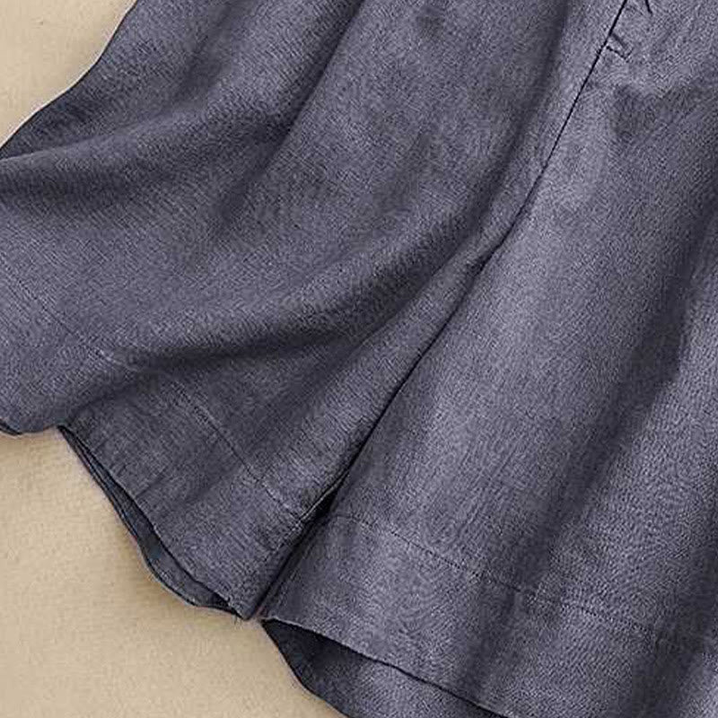 Summer Casual Solid Color Zipper Button Acrylic Fiber Frog Button Women's Shorts With Pockets