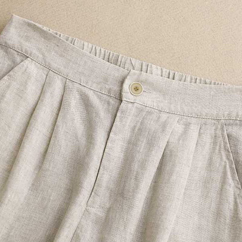 Summer Casual Solid Color Zipper Button Acrylic Fiber Frog Button Women's Shorts With Pockets