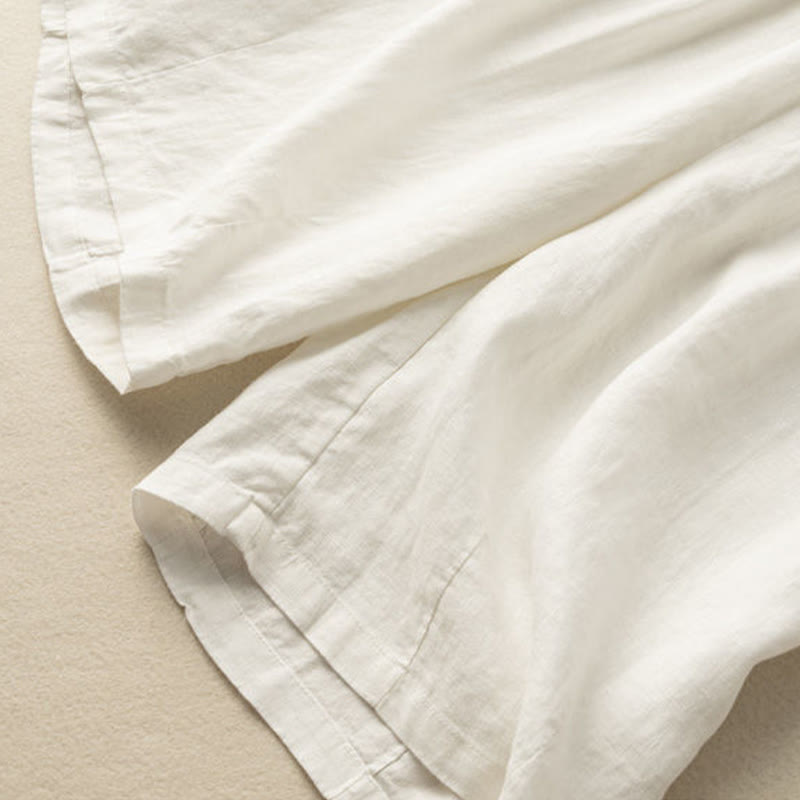 Summer Casual Plain Zipper Button Cotton Linen Women's Shorts With Pockets